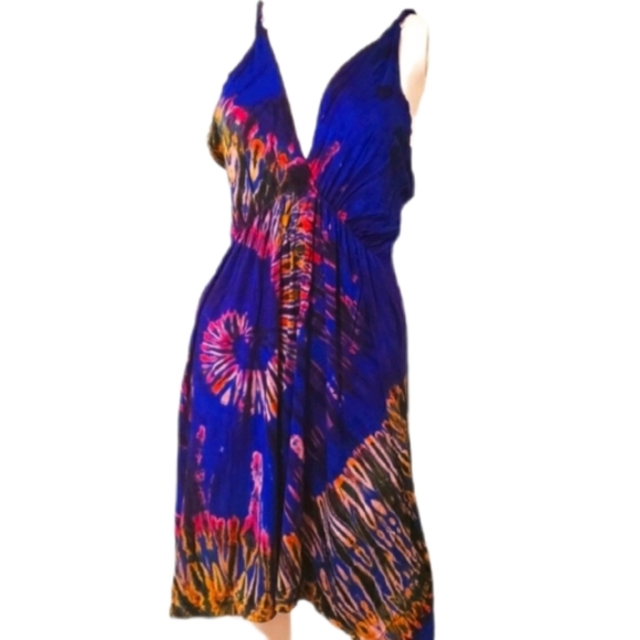 TIE DYE Stretchy Rayon Braided Strap Dress *5 COLORS Avail.* OS NEW - Picture 3 of 5